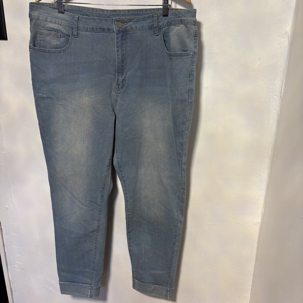 Shein Curve Stretch Distressed Skinny Ankle Denim Blue Jeans Womens 3XL